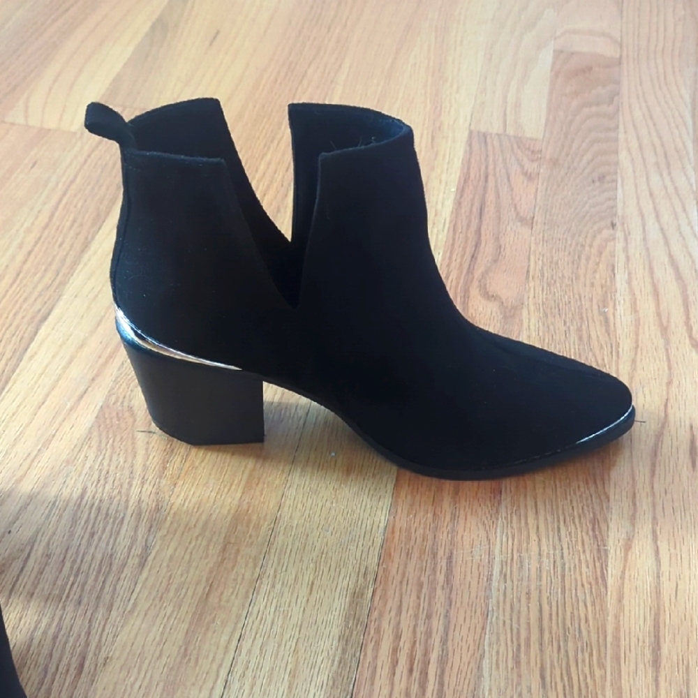 Women's Black Ankle Boots with silver trim